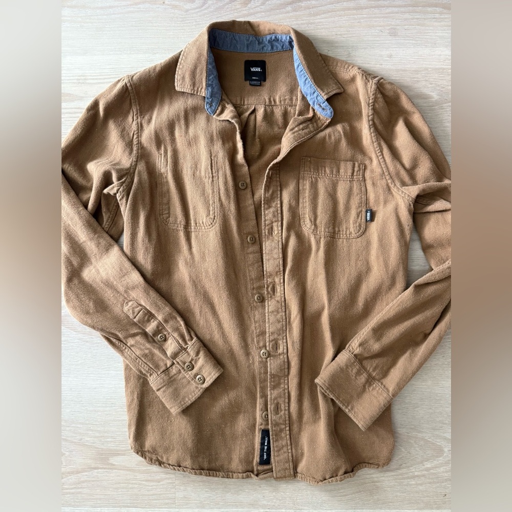 Vans Brown Button-Up Shirt Small
